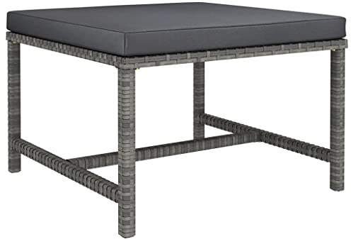 QJBSAVVA Repose-pieds modulaire gris 60 x 60 x 32 cm en rotin polyéthylène avec coussin anthracite pour jardin, balcon, salon