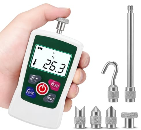 Digital Force Gauge, 300N Digital Pull Tester Dynamometer, 4 Types Unit (N, kg, lb, oz) Real-Time/Peak/First Peak Modes, High-Precision Pressure Push-Pull Meter for Quality Control,