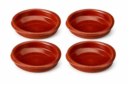 Set of 4 x 24cm Spanish Terracotta Tapas Dishes/Cazuelas