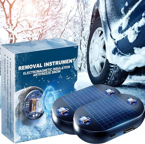 Pipihome 2 Stück Elektromagnetischer Auto Enteiser, Scheibenenteiser Auto Elektrisch, Elektromagnetische molekulare Interferenz Frostschutzmittel Schneeräumungswerkzeug