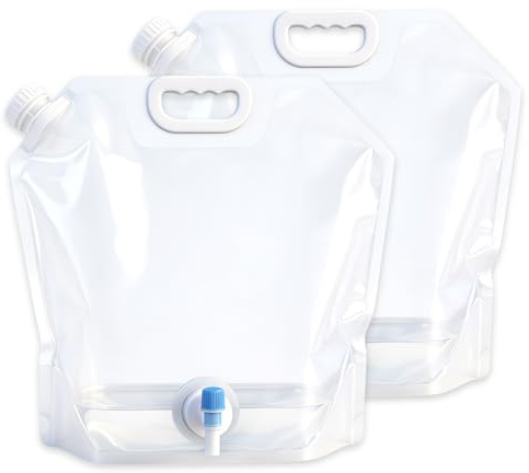 Lot de 2 conteneurs d'eau de camping portables de 10 L avec robinet, réservoir d'eau pliable pour voiture, sac à eau pliable pour sport, camping, randonnée, pique-nique, barbecue (blanc)
