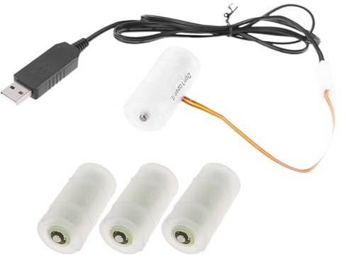 hogtnd Alternativa da USB a batteria LR14-C da 6 V USB a 4 x 1, eliminatori LR14-C da 5 V con filo sottile, alternativa di facile installazione