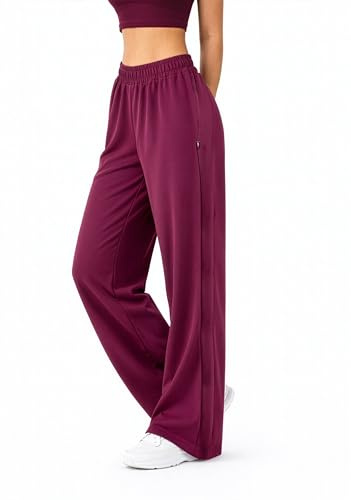 SMILODOX Jogginghose Jora Damen, Wide Leg High Waist Trainingshose mit Gerippter Seitenstruktur, elastischem Bund, weiches fließendes Material, Loose Fit Sporthose, Lange Freizeithose, Gym & Homewear