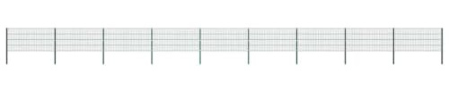 HETFTJN Lot de 18 panneaux de clôture à double fil vert mousse - 1557 x 80 cm - 18 panneaux et 10 poteaux - Fer revêtu par pulvérisation - Design moderne et robuste - Pour jardin, terrasse, balcon