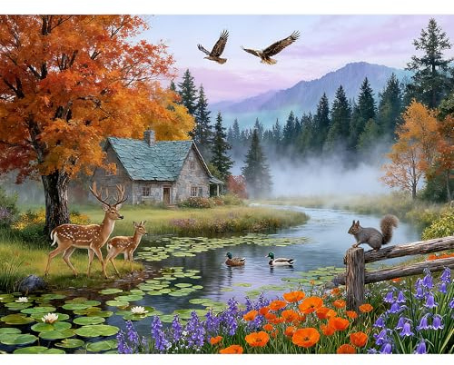 CREAFOMIFE 1000 Teile Puzzle für Erwachsene Das Morgental | 70 x 50 cm schwierig & herausfordernd, großes Puzzle, Geschenk für erwachsene Puzzle-Liebhaber