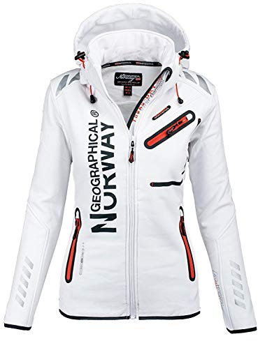 Geographical Norway Damen Softshell Funktions Outdoor Regen Jacke Sport [GeNo-24-Weiss-Gr.XL]