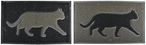 Esschert Design Türmatte mit Katzenmotiv, 74 x 44 x 1,7 cm, aus PVC, Fussabtreter, Schuhmatte, farbig Sortiert