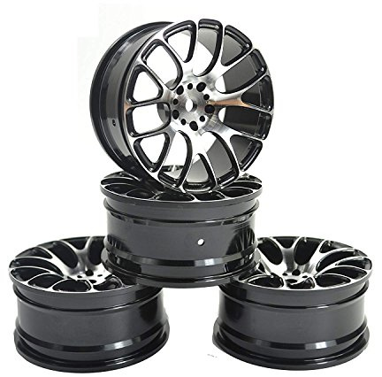 LAFEINA Aluminum Alloy Wheel Rims for 1:10 RC Drift On-Road Racing Car Touring Upgrade Parts (Black)