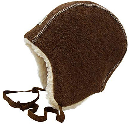 PICKAPOOH Baby/Kinder Wintermütze Jan Bio-Wollwalk/Bio-Baumwolle, Haselnuss, 46