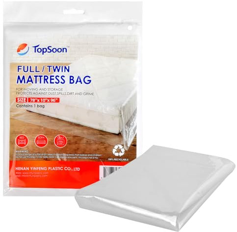 TopSoon large size Heavy Duty Protective Plastic Mattress Case Mattress Bags 78x96 for Mattress Storage and Moving Waterproof Anti-Tear Storage Bag