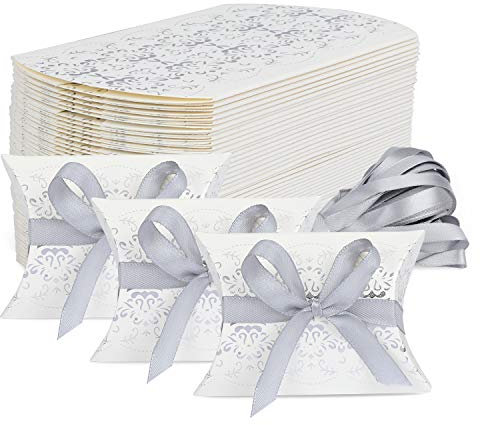 TsunNee Geschenkbox aus Kraftpapier, Pralinenschachtel aus Papier, Geschenkboxen für Hochzeitspartys, Geschenkschachteln aus Papier, 50er-Pack