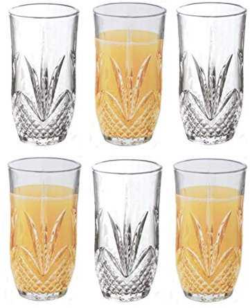 Hiball Tumblers Crystal Effect Glasses Cocktail Water 280ml Set Of 6 Glass Long Highball Glasses Gin & Tonic Juice Drinking Tumblers Lead Free