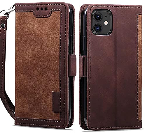 ROSEHUI for iPhone 12 Pro Max Case Wallet Premium PU Leather Cases with Magnetic Closure Card Slot Shockproof Kickstand Flip Phone Case for iPhone 12 Pro Max Brown