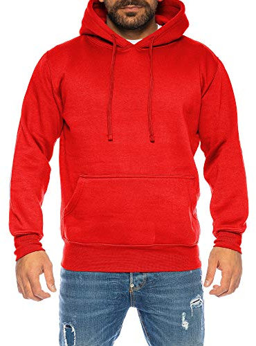 Raff & Taff Hoodie Kapuzenpullover Sweatshirt Sweater Pullover | S - 6XL | Sport Alltag Freizeit | Premium Baumwolle Fleece Innenseite (RT-H-401-Rot, L)