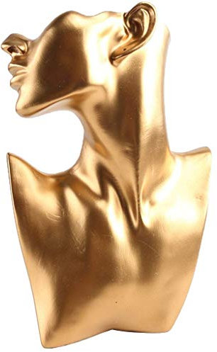 HTYG Présentoir de Bijoux de Collier en Forme de Buste-Présentoir Bijoux en Résine Forme de Buste Mannequin Figurine-pour Collier Boucle d'oreille Bague-Display Étagère Organisateur (doré L)