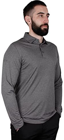 Callaway Golf Mens Long Sleeve Golf Polo Shirt - Quiet Shade Heather - S