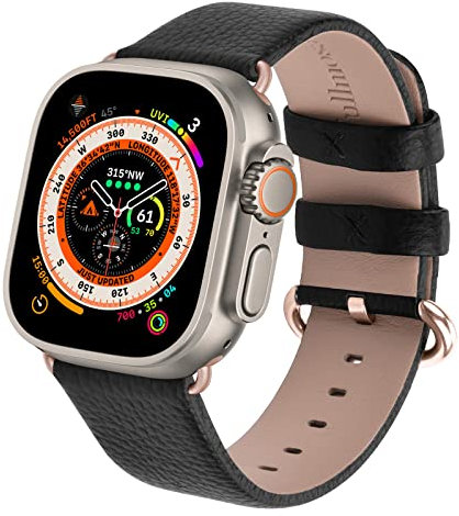 Fullmosa kompatibel mit Apple Watch Armband Ultra2/Ultra 49mm 45mm 44mm 40mm 41mm 42mm 38mm, Lederarmband Ersatzband für Damen Herren, Klassische Leder Armbänder für iWatch 9/8/7/6/SE/5/4/3/2/1
