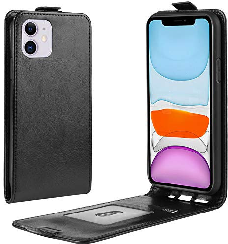 XZDWH For iPhone 11 Case, Slim Vertical Flip Folio Phone Case PU Leather Protective Cover Magnetic Closure Shell with Card Slot For iPhone 11 Phone case (Black)