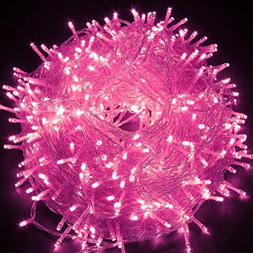 HULX Luci di Stringa Fata Albero, 10m 80LED Luci di Natale a LED LED String Lights Fata Scintillio Luci Albero String Lights Natale Fata String Lights USB (Rosa)