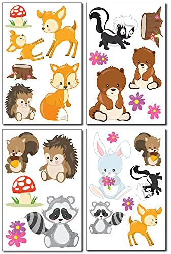 Samunshi® Wandtattoo Wald Tiere Set Wandbilder Kinderzimmer Deko Junge Wandtattoo Kinderzimmer Mädchen Wandsticker Kinderzimmer