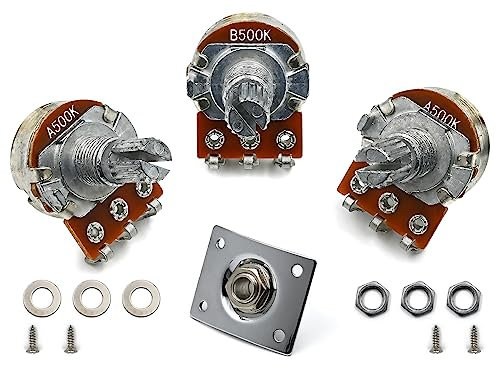 2 Tones 1 Volume 500K Potentiometer mit 1 Ausgangsbuchse Square Plate Split Shaft 2T1V Potis Ersatz für Fender ST SQ Tele E-Gitarrenteile, Chrom