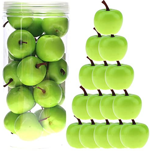 Meiwlong 27 PCS Mini Gefälscht Grün Apfel Künstliche Lebensecht Essen Küche Requisiten Faux Realistisch Kunststoff Modell Dekoration Haushalt Party Urlaub Danksagung