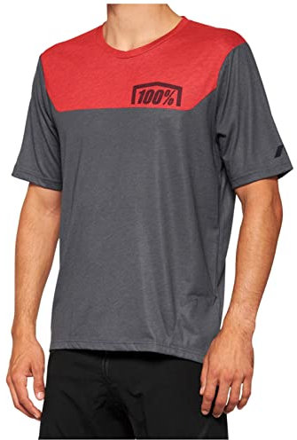 100% AIRMATIC RED/Charcoal Short Sleeve Jersey - S