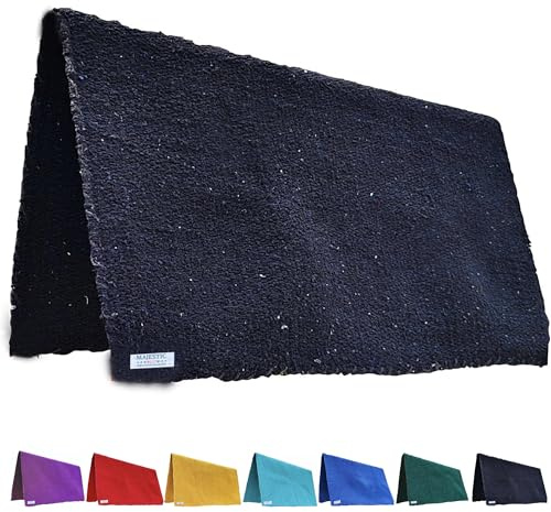 Majestic Ally Solid Color 34x 36 Traditional Acrylic Saddle Blanket with Hemline Edges-3.7 lbs (Black)