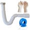 Parpyon Sifone Lavabo Bagno Tubo Flessibile Sifone da Cucina - G 1 1/4 x 32/40 mm, Estensibile da 320-800 mm, Antiodore + nastro e guarnizione accessori (Tubo Scarico 1-1/4-32/40mm)