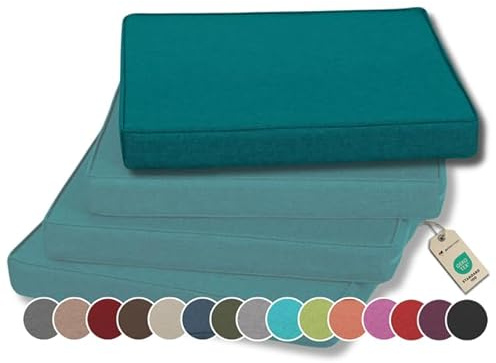 Gutekissen® Stuhlkissen Polsterauflage Auflage für Stühle/Bänke für Haus und Garten Sitzauflage Gartenkissen Sitzkissen viele Farben FK5 (50x50, Türkis, 1)