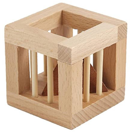Factorys Playing 2022 Secret Pyramides Holz Brain Teaser Intelligenzpuzzle IQ Cube Trick 3D Kinderspielzeug (Khaki, One Size)
