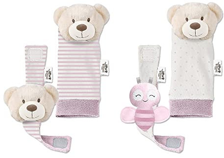 Set Hochets bébé pour pieds et poignets Ours rose