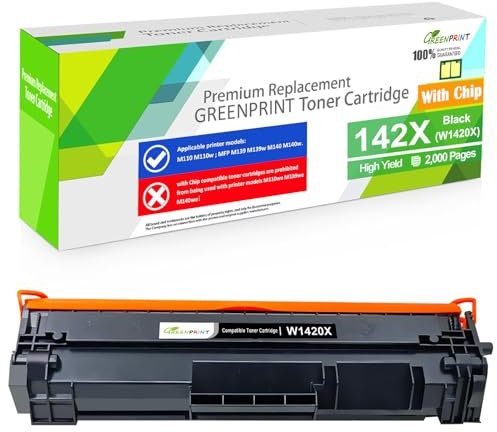 [Mit Chip] kompatible Tonerpatrone 142x W1420X (W1420A, 142A) Schwarze Hochrendite 2000 Seiten für H P Laserjet Drucker M110 M110W M139 M140 M140W, funktioniert nicht mit H P+ Drucker （mit E -Modell）