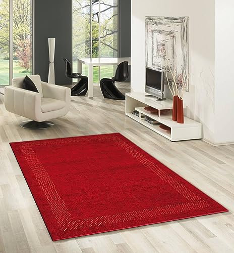 Rug Studios Teppich Casablanca | Farbe: Rot; Größe: 40 x 60 cm | strapazierfähig und leicht zu reinigen | Wohnzimmer | Schlafzimmer