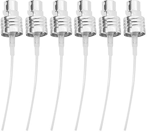 Freebily 6pcs Aluminum Mist Spray Bottle Pump Tops with Tube Replacement Fine Mist Pump Sprayer for Essential Oils Toner Perfume Silver 20