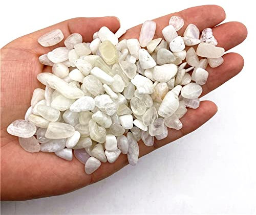 GAJUST Natürlicher Kristall 50 g natürlicher weißer Mondstein-Kies, Kristall, geeignet for Vasen, Aquariengärten und Brunnen
