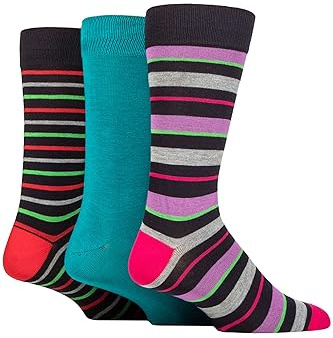 SockShop Wildfeet Mens Patterned, Spots and Stripes Bamboo Socks Pack of 3