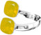 925 Sterling Silber Doppelt Kristall Ringe für Damen Verstellbarer mit Marken Kristalle - Glänzend Cubic Zirkonia Ring Fingerring Kommt in Schmuck Geschenk Box (Yellow Opal)
