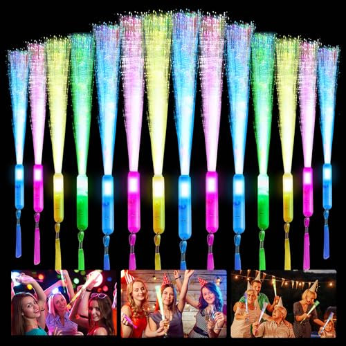 Vegena LED Lichtstab Fiberglas - 36 Stück Partyzubehör mit 3 Modi, Bunt und Blinkend - Für Hochzeit, Party und Disco