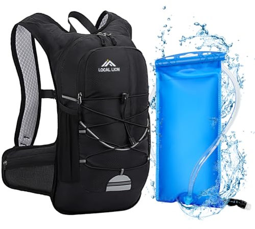 LOCAL LION Sac à Dos Hydratation Running avec Poche à Eau 2L, Sacs à Dos de Course Sport Vélo VTT Homme Femme pour Marathon Jogging Randonnée Cyclisme Camping Alpinisme Ultralight