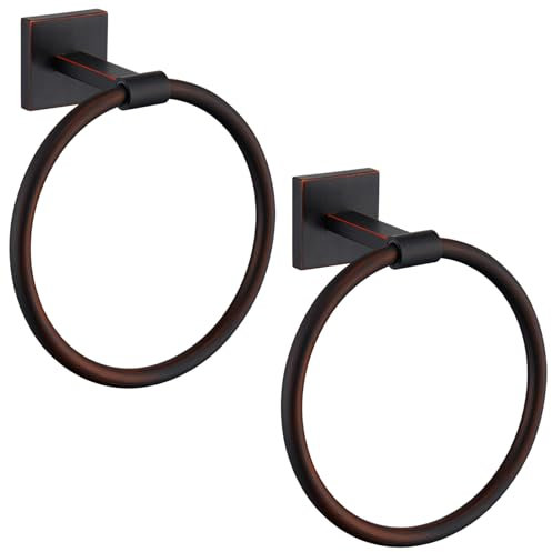 KOKOSIRI Handtuchhalter Wandmontage, Duschtuchringe, Aufhänger, Badezimmerzubehör, Edelstahl, ölgeriebene Bronze, 2 Stück, B3010OBR-P2