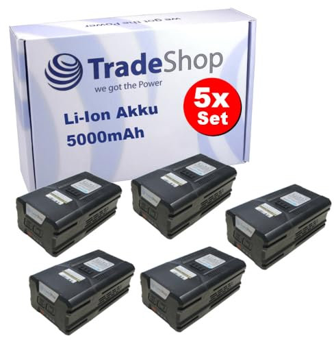 5X Trade-Shop Li-Ion Akku 80V 5000mAh kompatibel mit Greenworks Rasentrimmer GD80BCB, Rückengebläse GD80BPB, Schneefräse GD80ST / Ersatz Akku