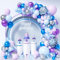 Party Forest Frozen Balloon Arch Kit, 112Pcs Snowflake Theme Macaron Purple Blue Balloon with Metallic Purple Blue Balloon, Debris Snowflake Balloon for Girl Kid Winter Birthday Holiday Party Supplies