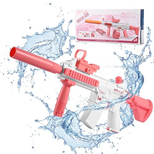 Towwoo Elektrische Wasserpistole für Erwachsene, 370 + 120 CC, Automatische Wasserpistole 33 FT mit Großer Kapazität, Wasserschießspielzeug Sommer Party für Kinder und Erwachsene 8 9 10 11 12 (Rosa)