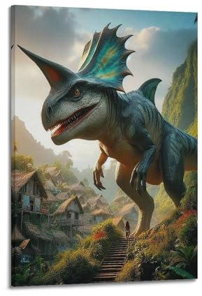 FYRCO Tier-Kunstwerk-Poster, Velociraptor, dekoratives Gemälde, Leinwand, Poster, 20 x 30 cm