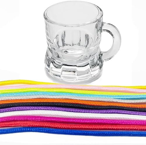 48er-Set Schnapsgläser zum Umhängen mit Henkel, Shotgläser aus Glas für Partys, bunte Likörgläser, Aperitif-Gläser, Dessertgläser, vielseitig einsetzbar (Pink)