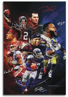Poster der American Football Team, Kunstdekoration, Wandposter, Dekoration, Innenposter, Druck, Dekoration, Bar, Restaurant, Dekoration, Ästhetik, Poster, Wohnzimmer, Poster, 30 x 45 cm, ungerahmt
