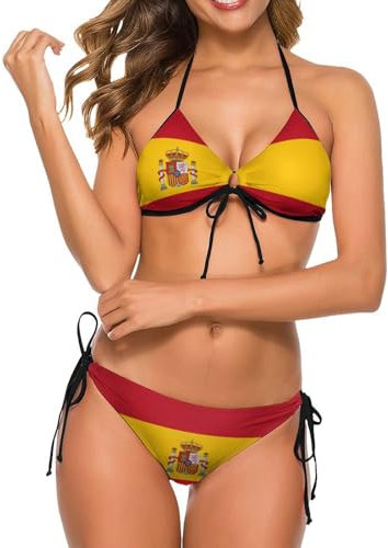 Traje de baño Sexy de Dos Piezas con diseño de Bandera de España para Mujer