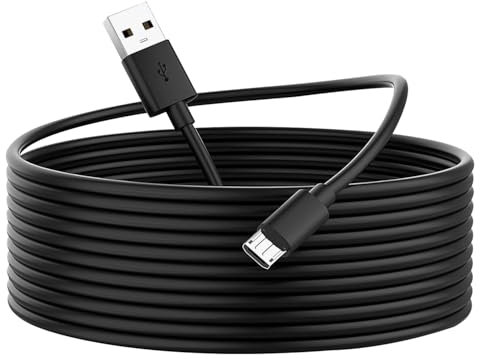 5M Power Extension Cable for Wyze Cam, YI Camera, Nest Cam, Blink, Netvue, Kasa Cam, Cloud Camera, Furbo Dog, Arlo Q, USB to Micro USB Extension Charging and Data Sync Cord(Black)