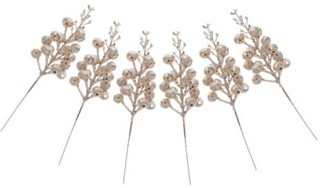 Alipis 6st Weihnachts-künstliche Beere Obst Künstlicher Weihnachtsbaum Hochzeitsdeko Künstliche Beeren Weihnachtsbaumschmuck Glitzernde Künstliche Beere Foto-Requisiten Schaum